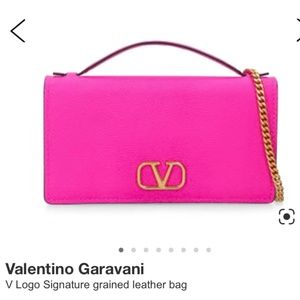 Authentic Valentino Garavani V logo barbie pink signature grained leather bag